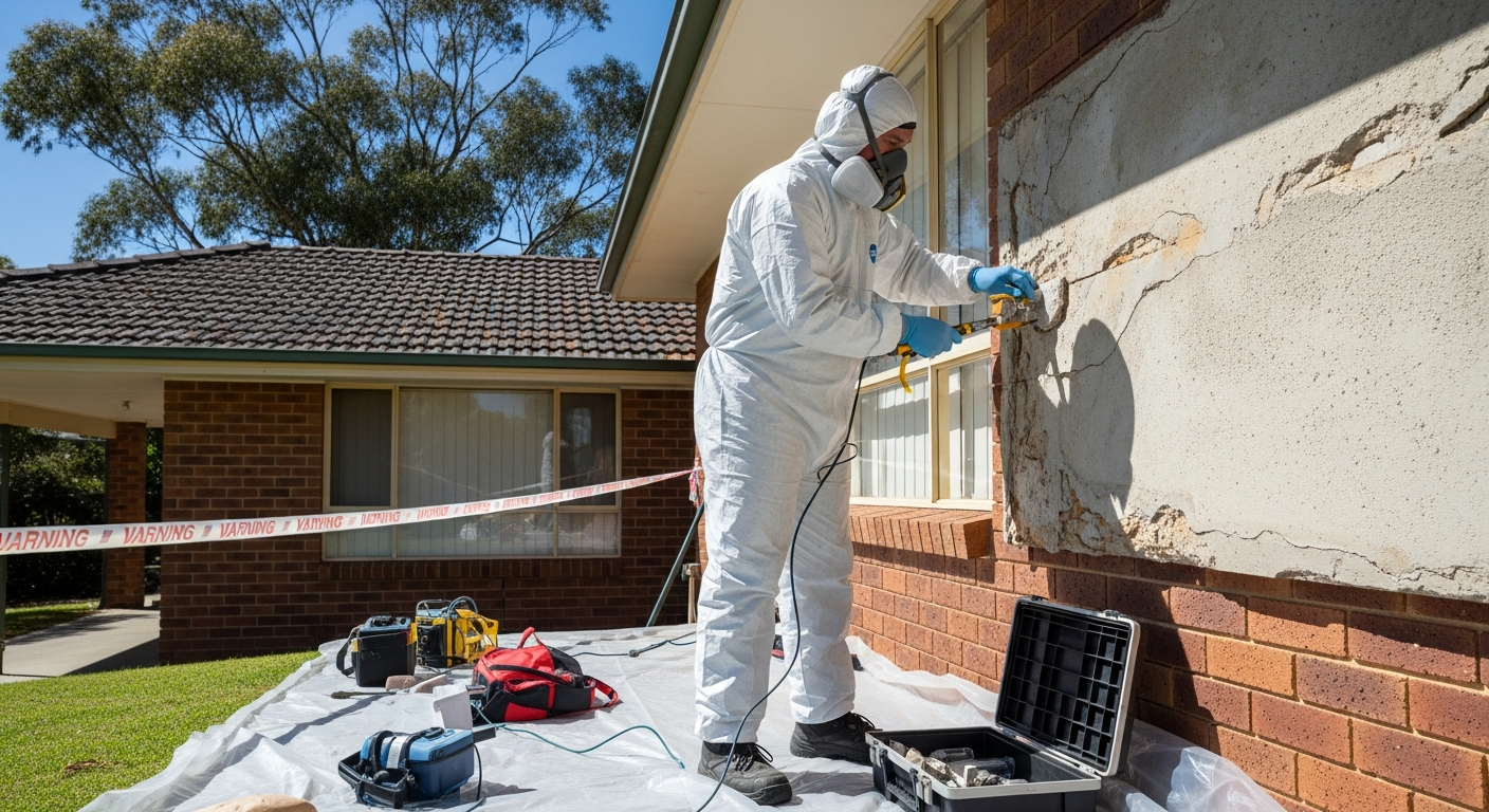Asbestos inspector taking a sample