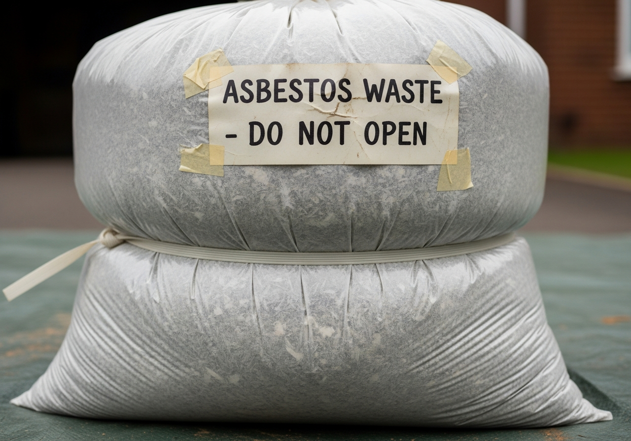 Double-bagged asbestos waste