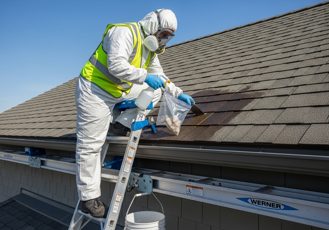 Roof sampling with wet method