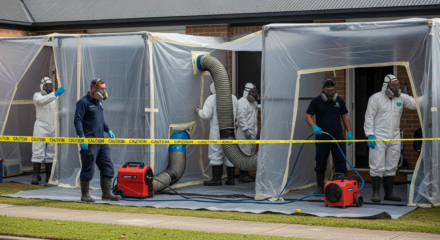 Asbestos abatement team in PPE