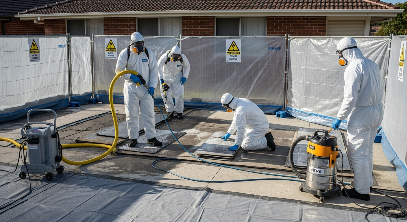 Certified asbestos removal team