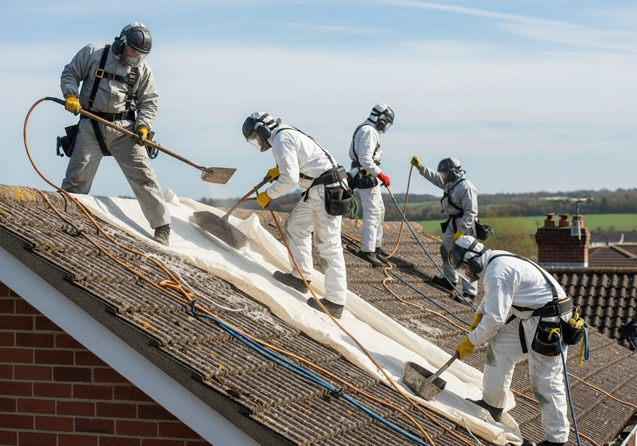 Asbestos eaves removal team