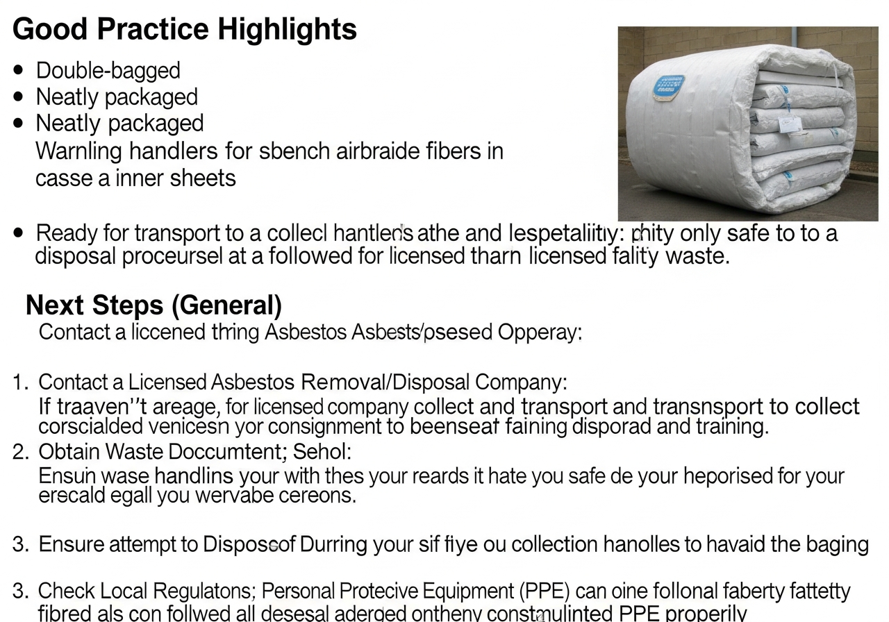 Asbestos waste double-bagged