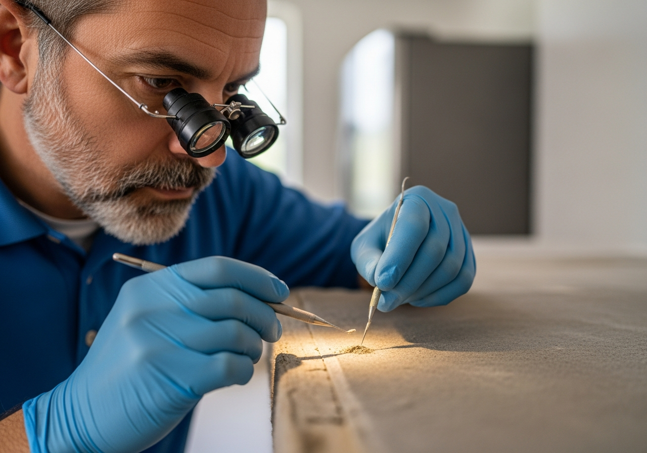 Inspector taking asbestos sample