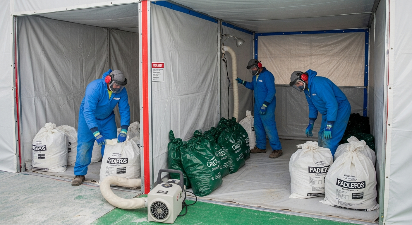 Licensed asbestos removal team