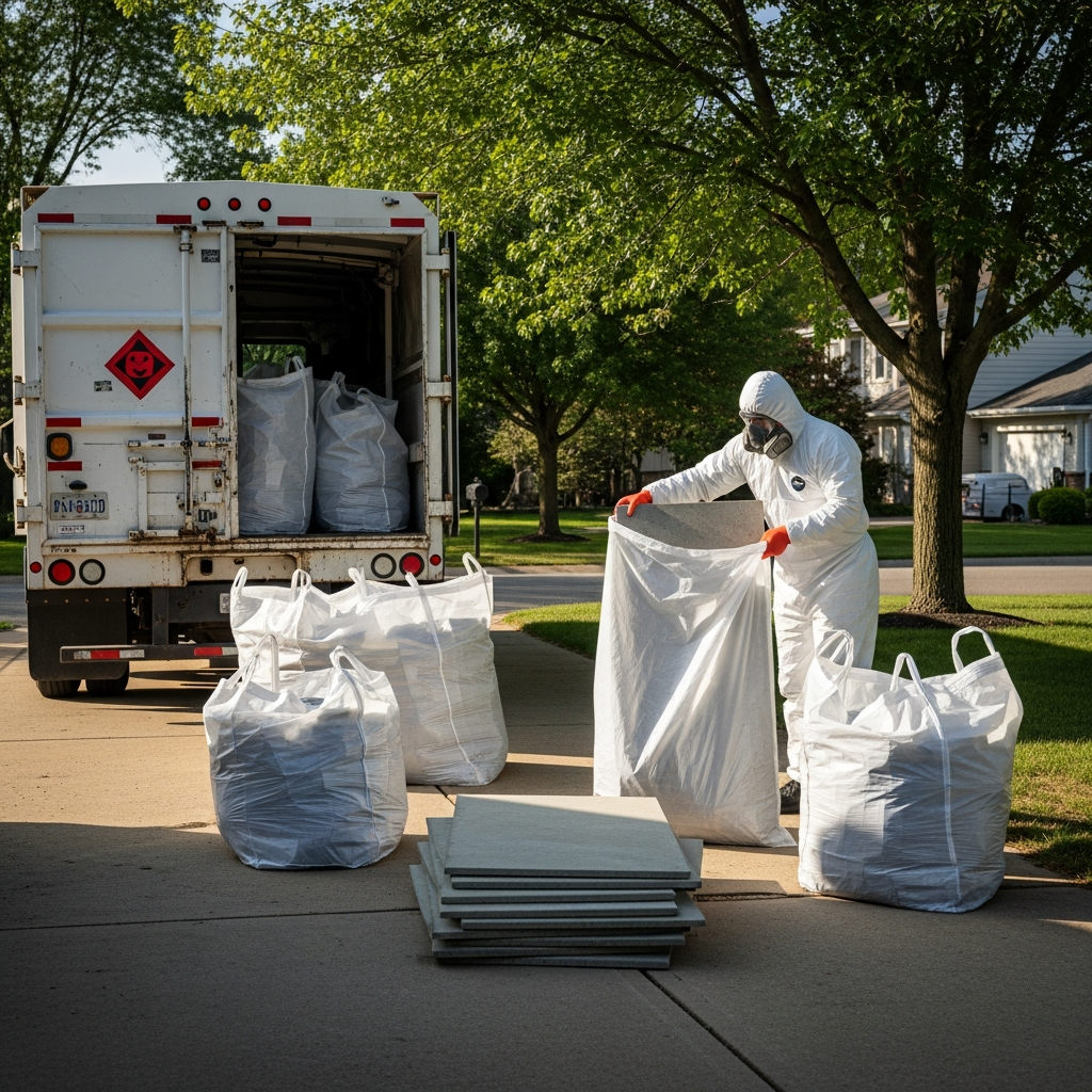 Double-bagging asbestos sheets