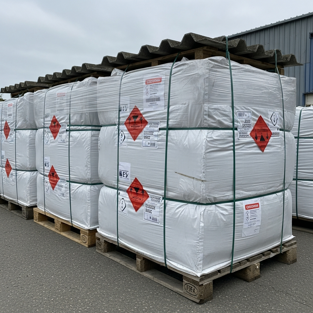 Asbestos sheets double-bagged