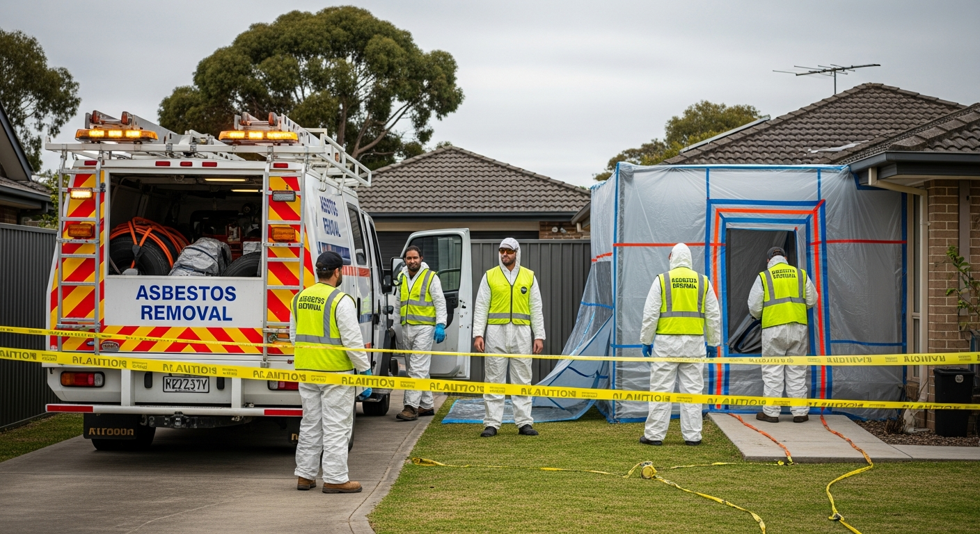 Licensed asbestos removal team