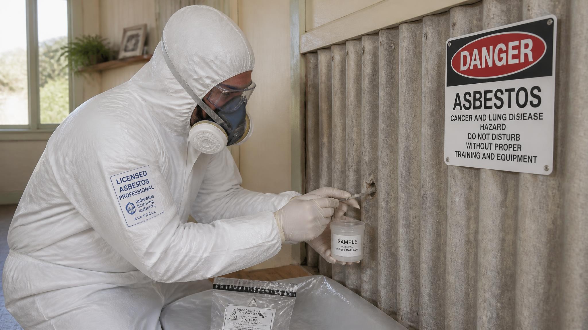 Professional asbestos sample collection