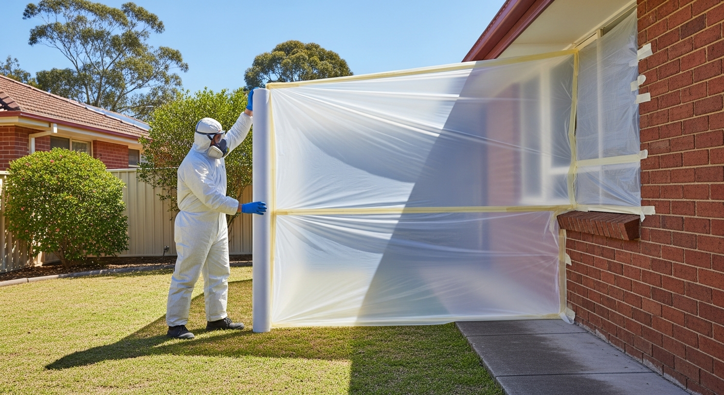 Licensed asbestos removalist in PPE