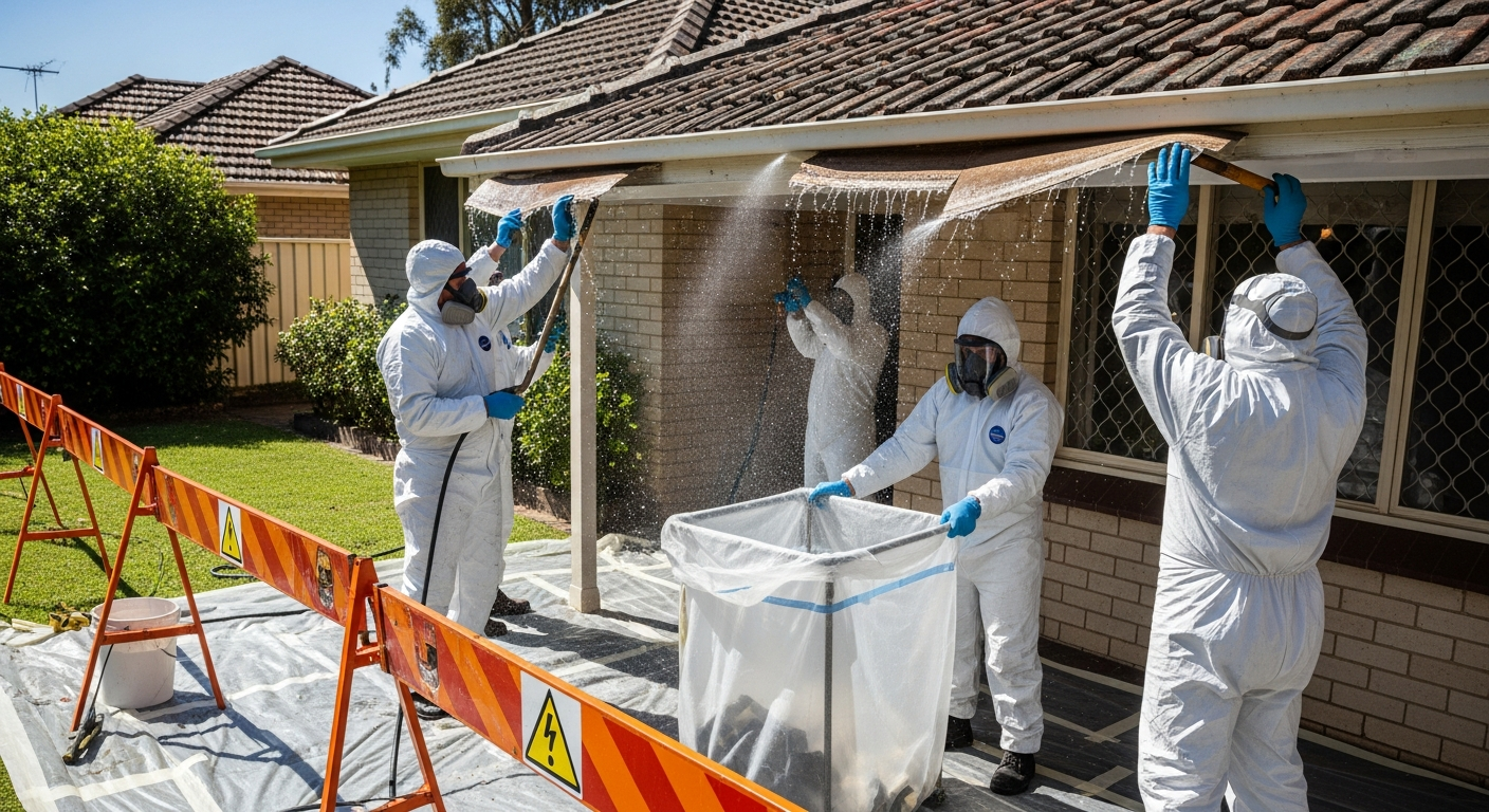 Asbestos eaves removal team