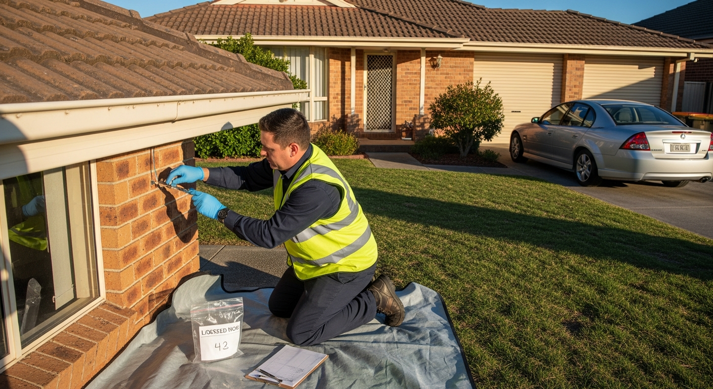 Asbestos inspector sampling
