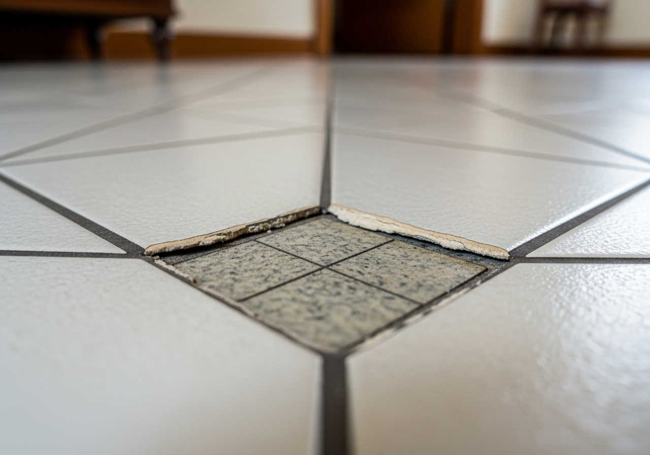 Asbestos floor tiles in home
