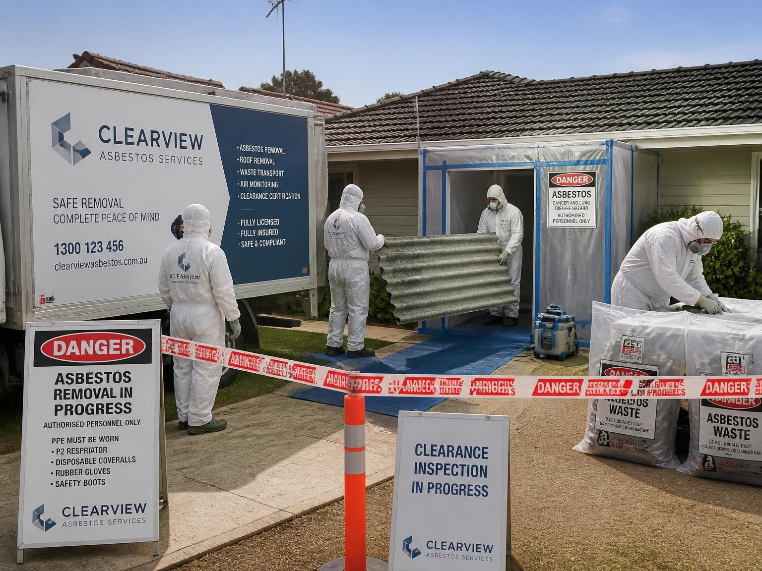 Professional asbestos remediation work