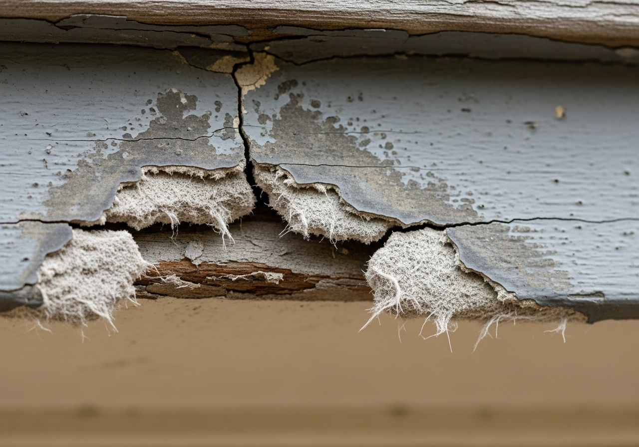 Damaged soffit with asbestos risk