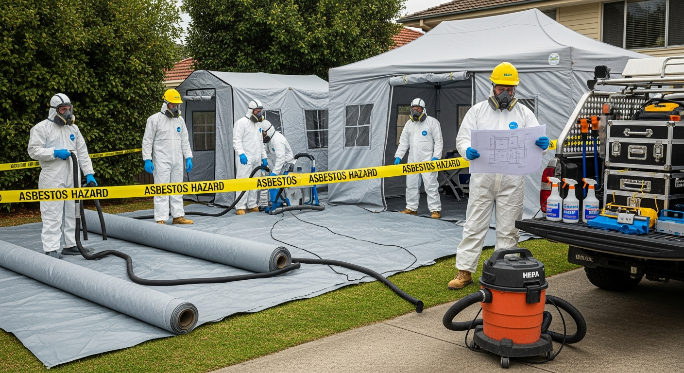 Asbestos removal team in PPE