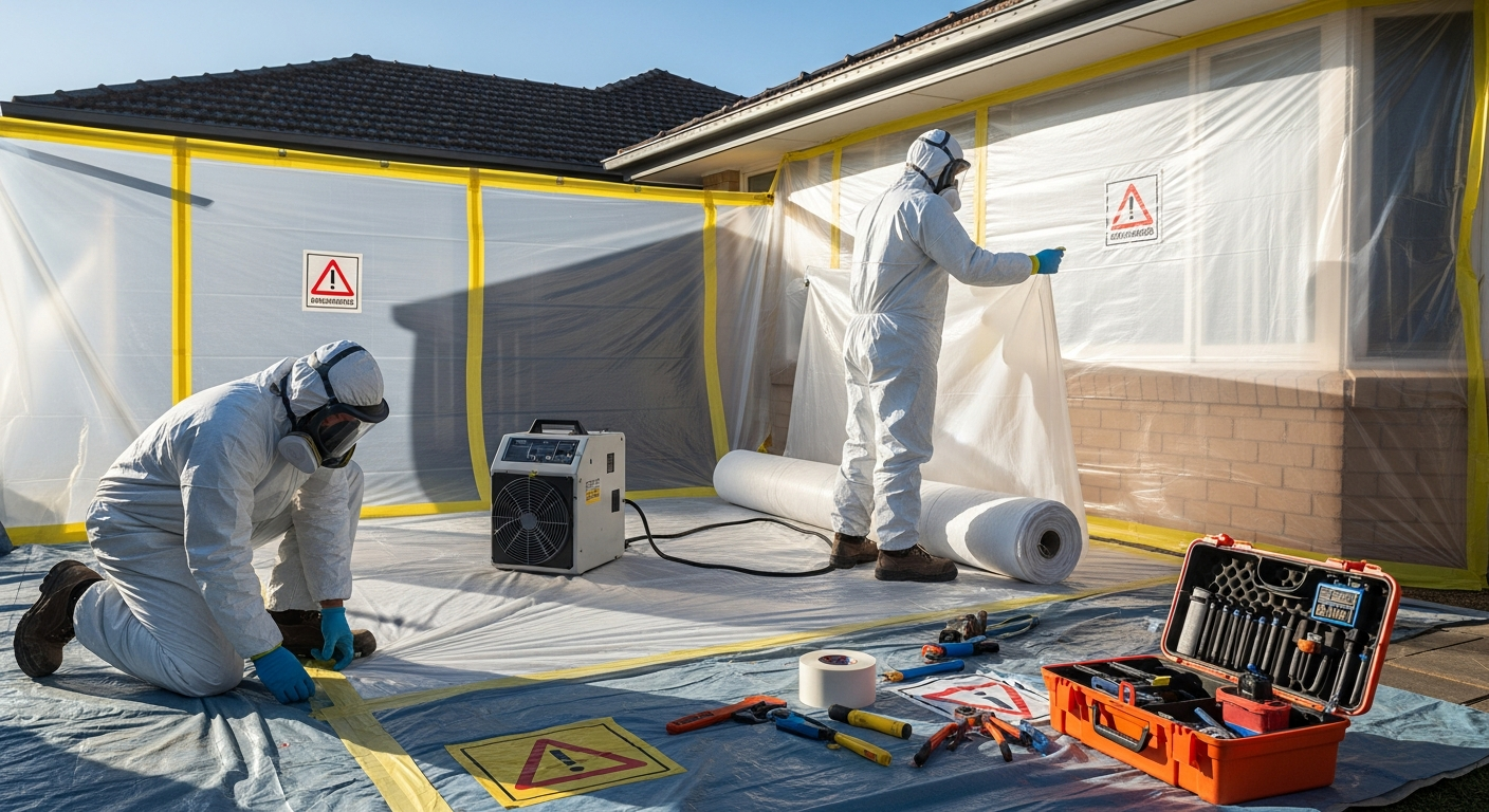 Asbestos removal technicians in PPE