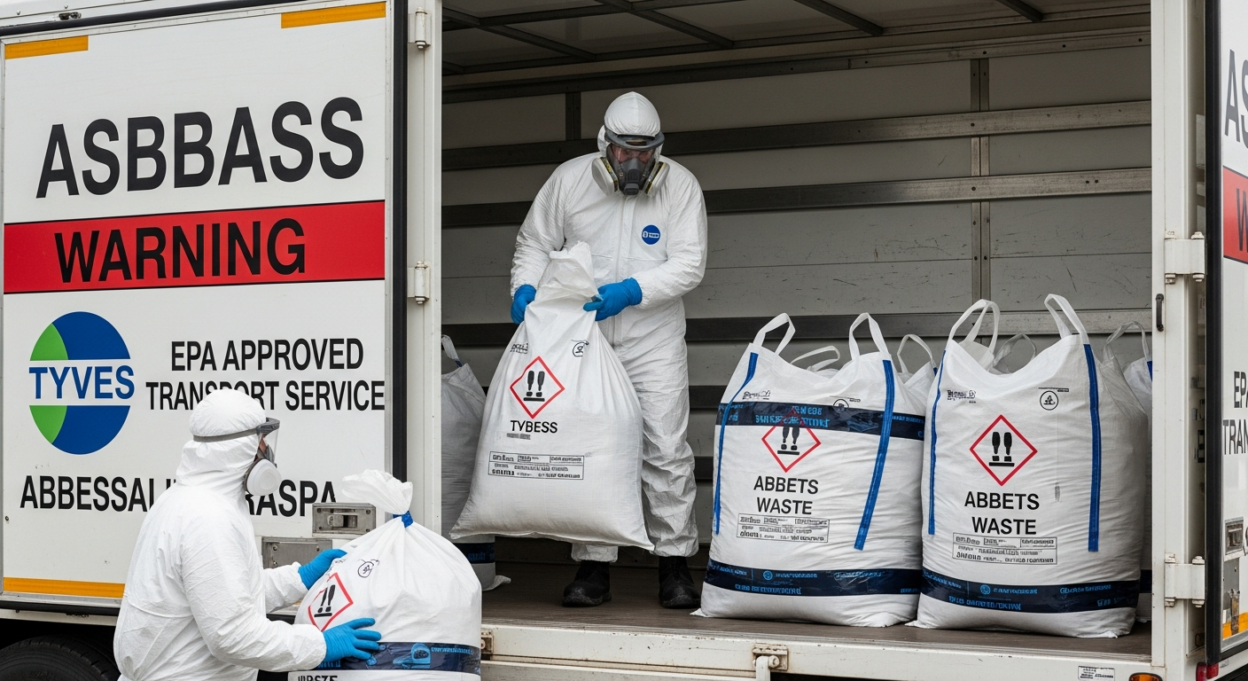 Asbestos waste disposal truck