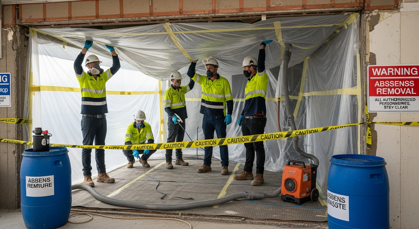 Commercial asbestos removal team