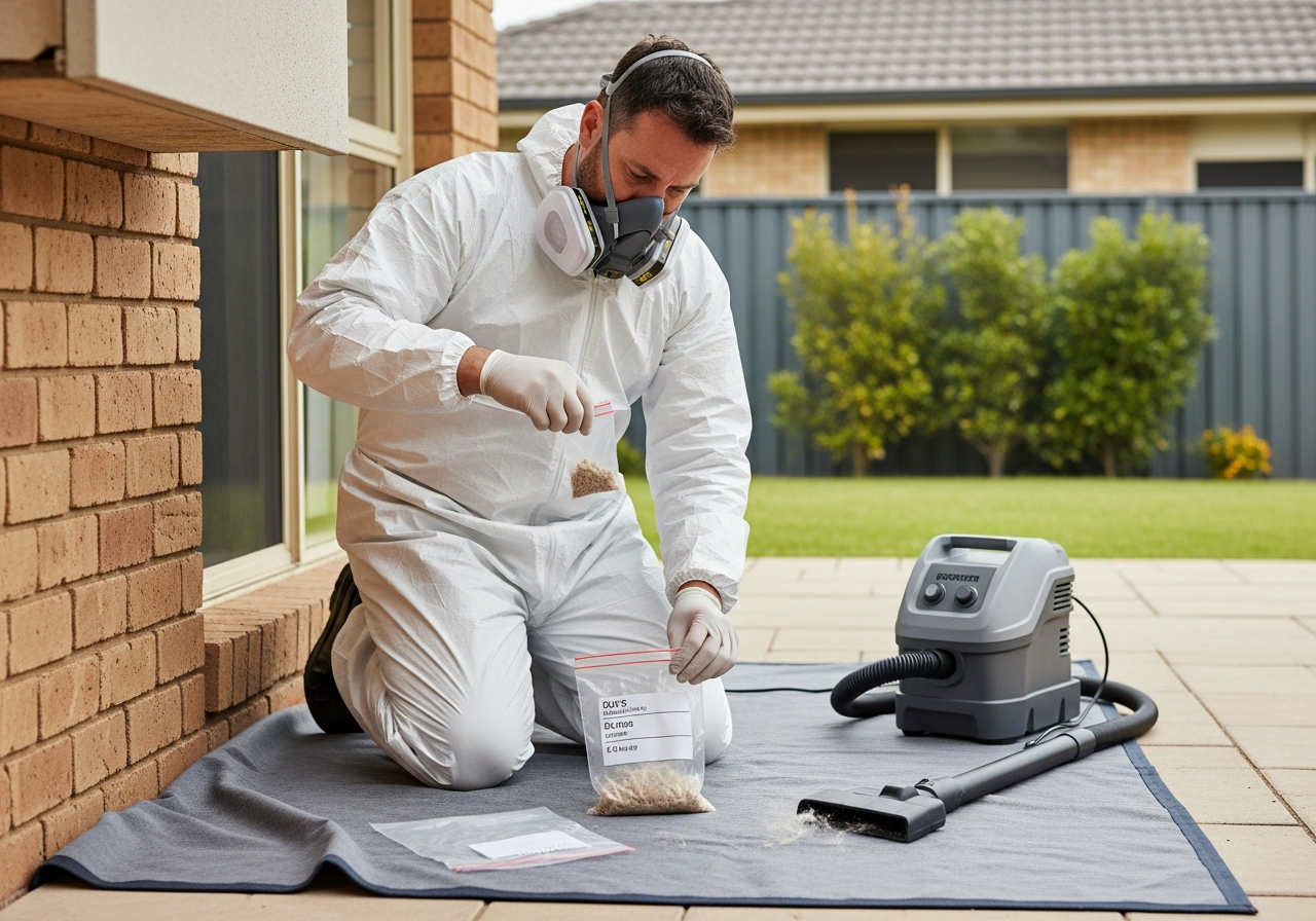 Inspector collecting asbestos sample