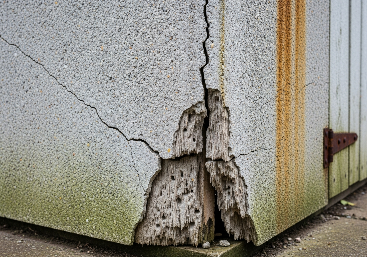 Asbestos shed panel close-up