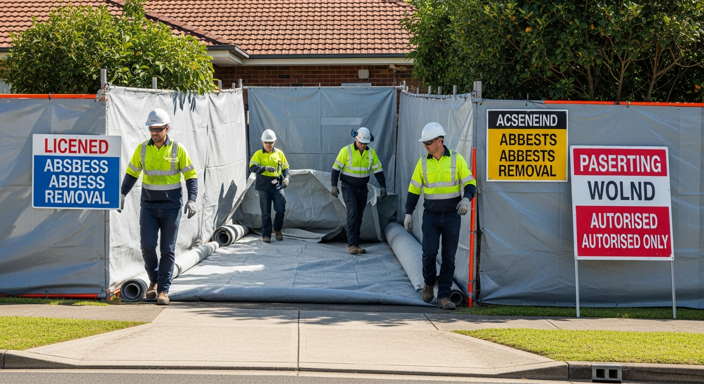Licensed asbestos removal team
