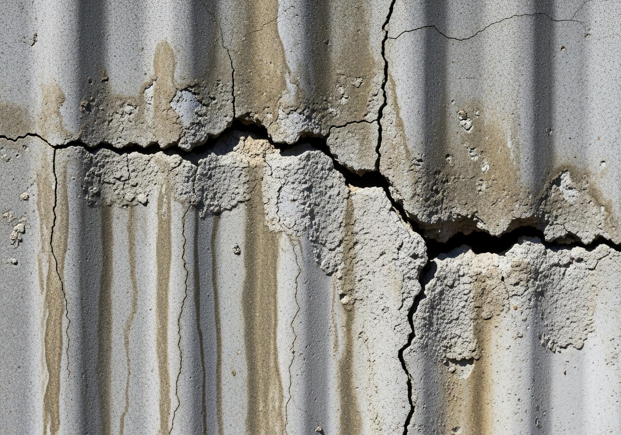 Damaged asbestos garage sheeting