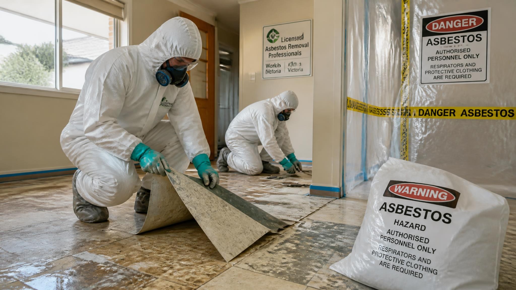 Professional asbestos floors removal in an older Australian home