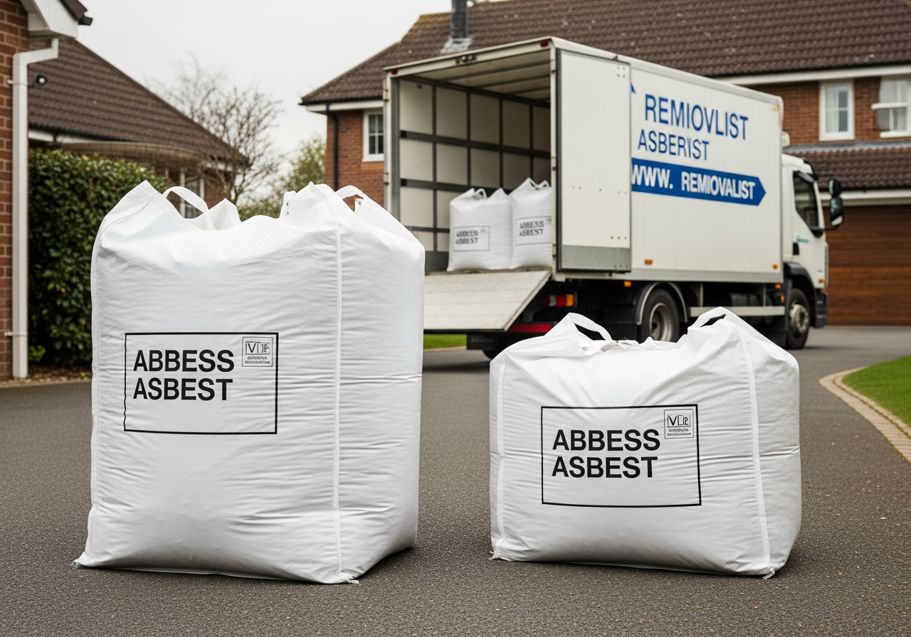 Asbestos waste double-bagged