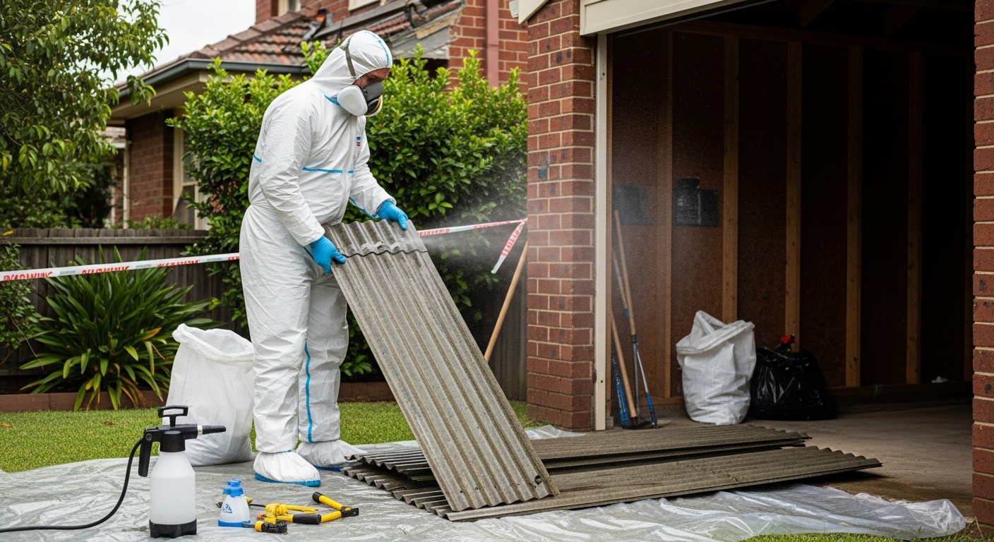Garage asbestos roof removal
