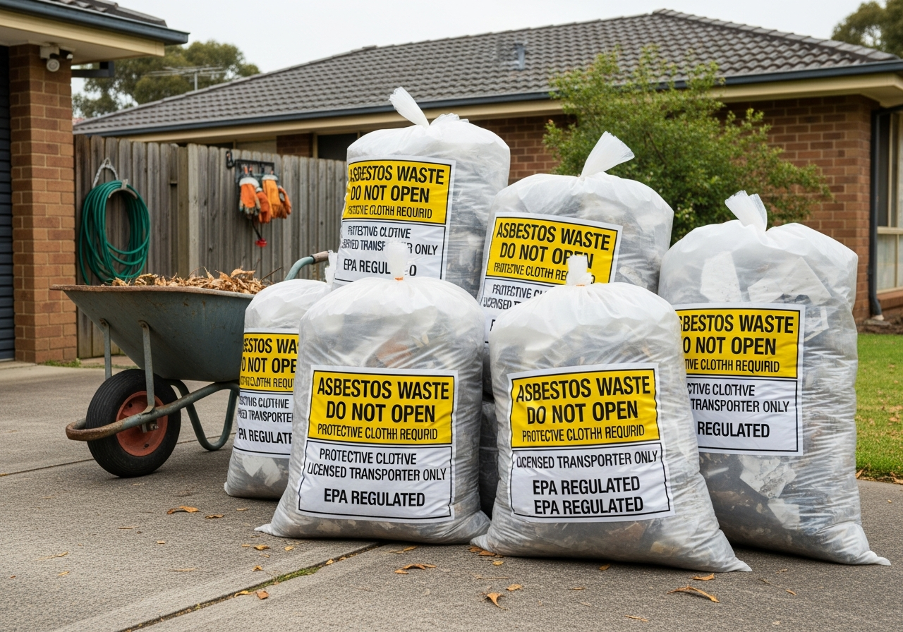 double-bagged asbestos waste