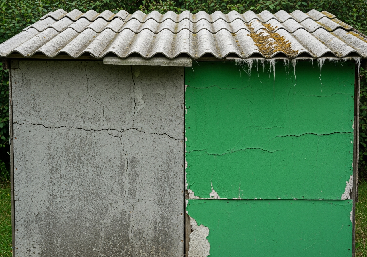 Asbestos shed close-up