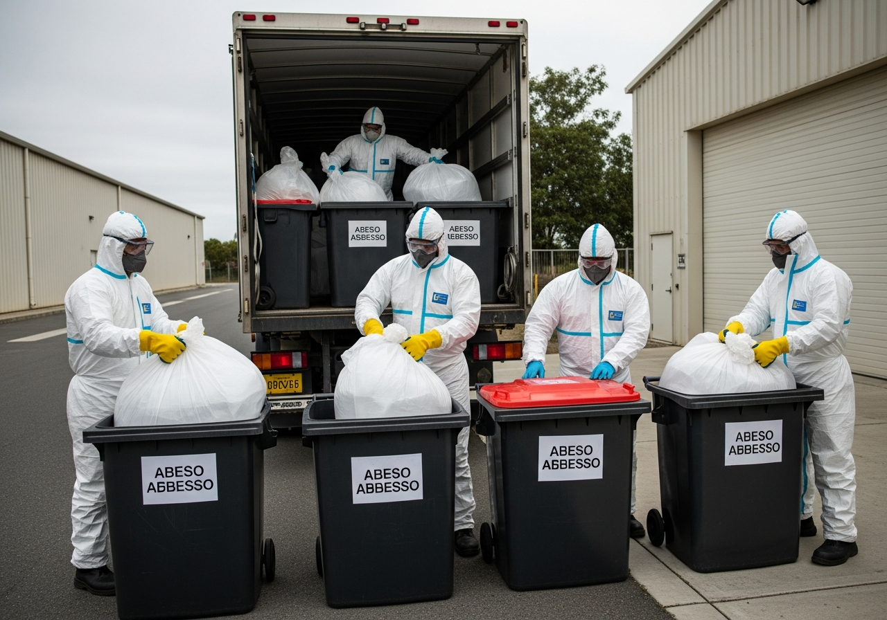 Loading asbestos waste