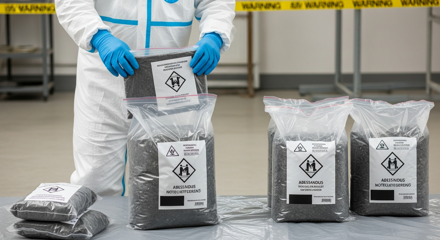 Double-bagged asbestos waste