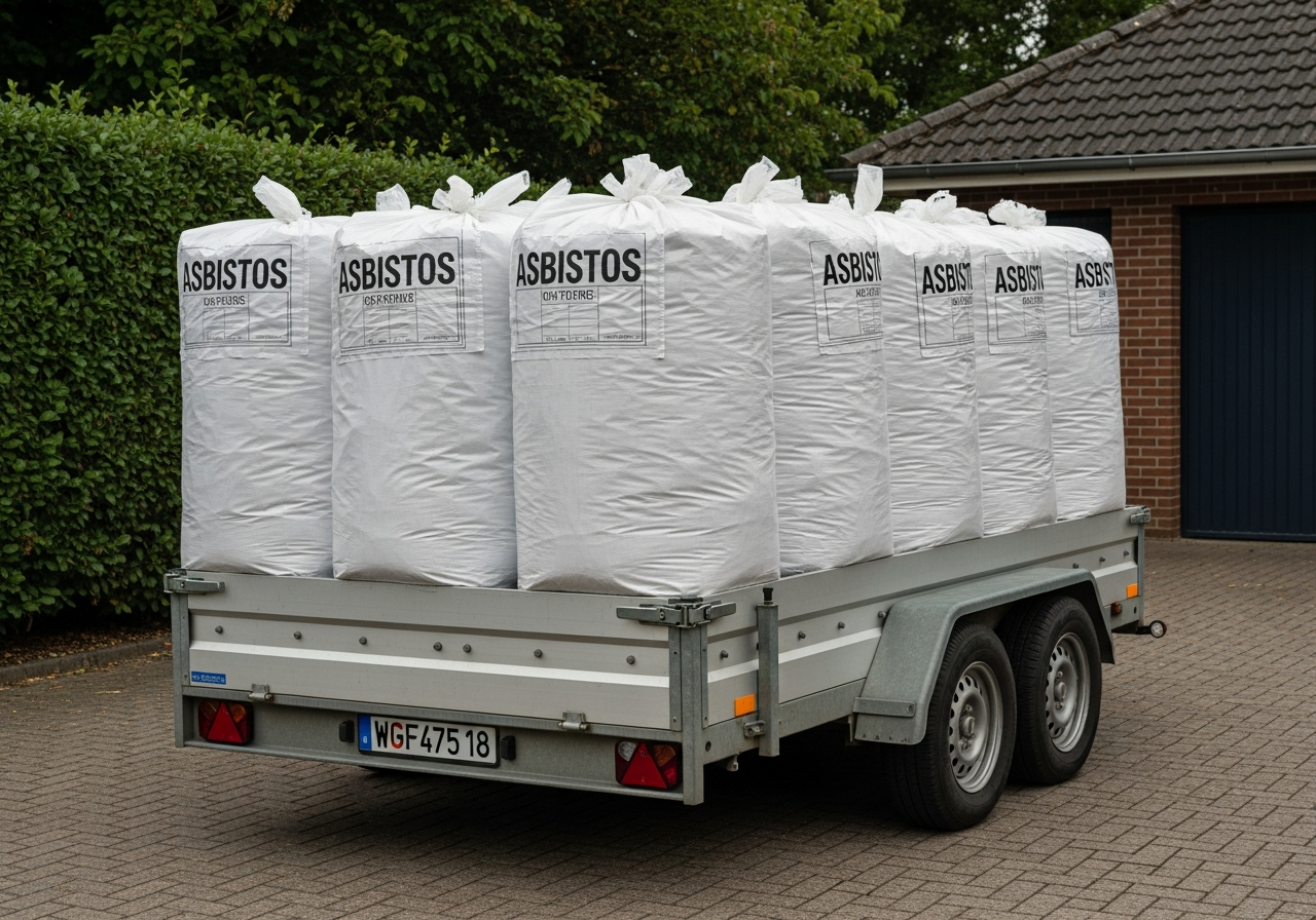 Asbestos waste double-bagged